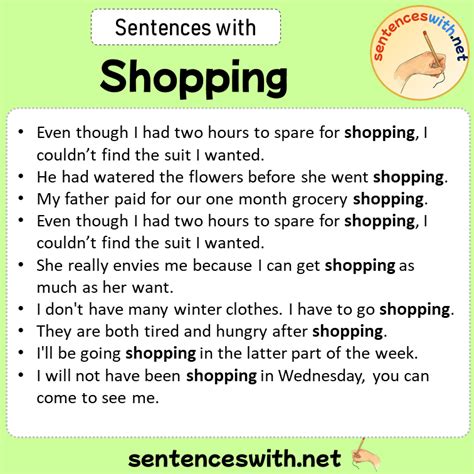 sentences of shopper.